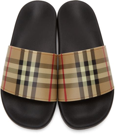 burberry furley check slide|Burberry furley sandals.